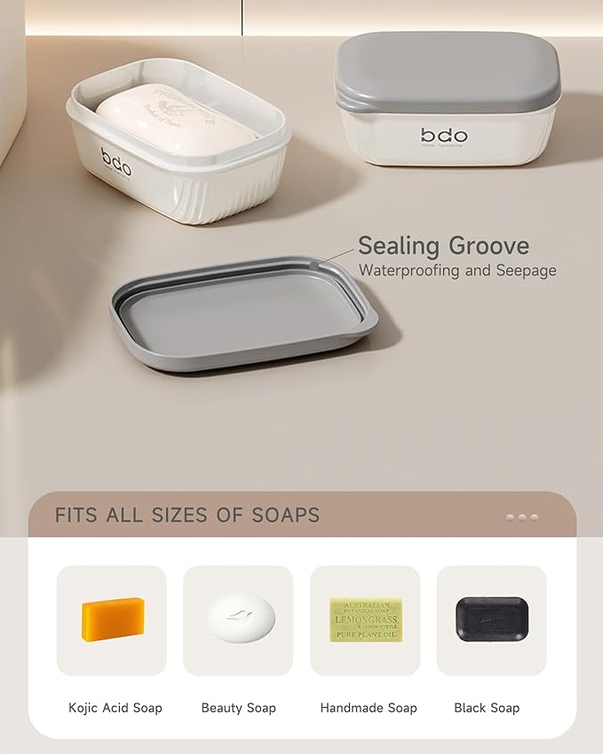 PEISAINOX Travel Soap Case, Leakproof Soap Container with Lid, Portable Bar Soap Holder for Traveling, Soap Dishe for Bathroom, Shower, Gym, School, Camping, Vacation, Outdoor,Travel Essentials