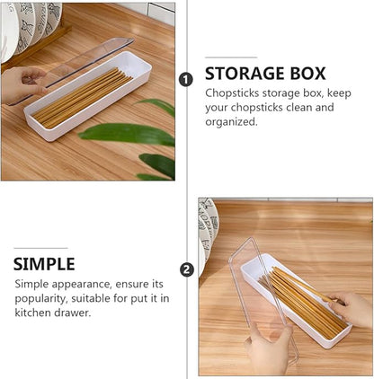 Cabilock Flatware Tray With Lid Kitchen Drawer Organizer With Lid And Drainer Plastic Kitchen Cutlery Tray and Utensil Storage Container with Cover (White)