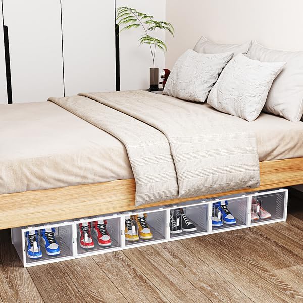 White, Big Size, 12PCS, 36 * 28 * 21cm, Shoe Box, Plastic Mesh, Freely Combinable