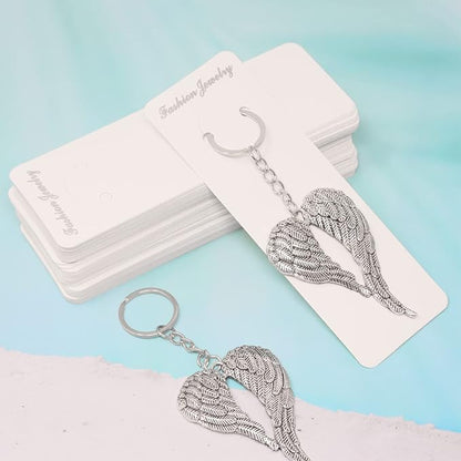 "Honbay 100PCS Keychain Display Cards Keyring Packaging Cards Blank Jewelry Display Hanging Cards and 100PCS Self Sealing Bags for Keychain Display, Organization and Storage"
