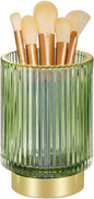 Glass Makeup Brush Holder, Green Makeup Brush Holder for Vanity, Toothbrush Holders for Bathrooms, Desktop Makeup Organizer for Cosmetic, Brushes, Pen, Pencil