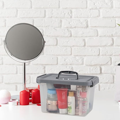 Pekky 5.5 Quart Plastic Latching Storage Bin with Handle, 6 Packs Small Stackable Container Box