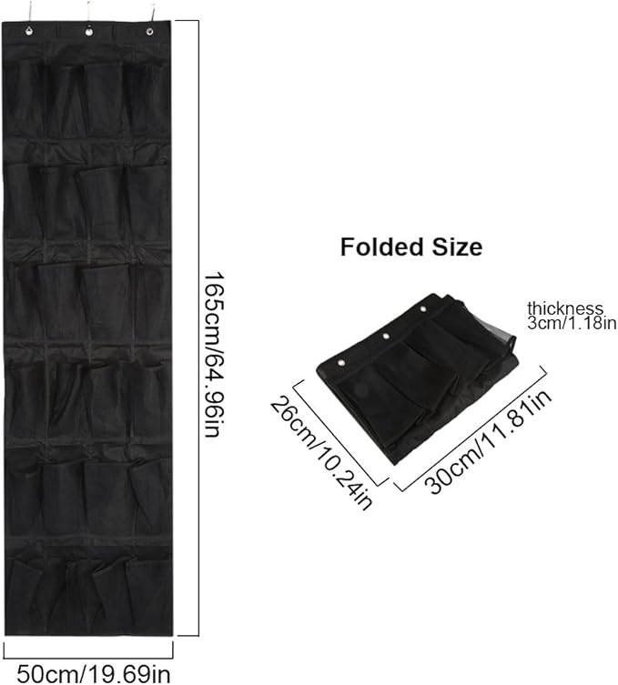 24 - Pockets Non - Woven Hanging Shoe Storage Bag, Over The Door Organizer, Large Capacity Wall Mount Shoe Rack with Metal Hooks for Home Closet Entryway