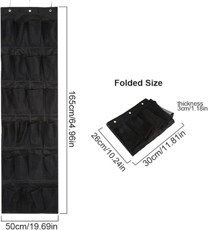 24 - Pockets Non - Woven Hanging Shoe Storage Bag, Over The Door Organizer, Large Capacity Wall Mount Shoe Rack with Metal Hooks for Home Closet Entryway