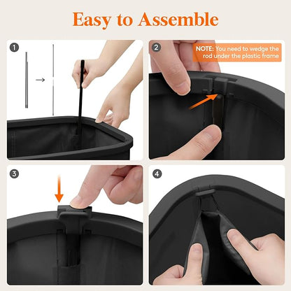 Lifewit 105L Large Laundry Basket with Lid, Laundry Hamper with Plastic Handles and Removable Bag, Foldable Tall Dirty Clothes Hampers for Laundry for Laundry Room, Bedroom, Bathroom, Dorm, Black