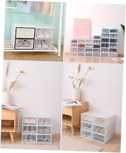 Stackable Shoe Organizer 6pcs Thickened Shoes Storage Box Plastic Container for Small Spaces Dorm Rooms