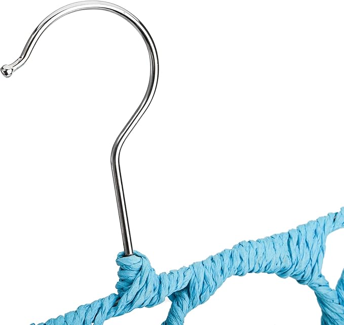 Tosnail 2 Pack Foldable Scarf Hanger Holder, Belt Organizer, Clothing Storage Hanger Closet Space Saver for Tie, Belt, Scarves, Leggings - Blue