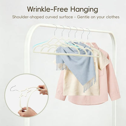GoodtoU 50 Pack Velvet Baby Hangers, 12.8 Inch Non-Slip Toddler Clothes Hangers, for Infant Coats, Dresses & Pants, White - Star