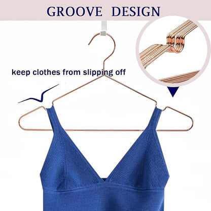 Rose Gold Adult Metal Wire Clothes Hangers, 16.5" Metal Hangers for Clothes Strong Hangers, 60 Pack Space Saving for Coat Suit Bridal Boutique Dress Closet Dorm Clothing Rack