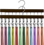 2 Pack Legging Organizer for Closet with 24 Rubber Coated Clips, Hanging Wooden Plants Organizer Hangers 360°Roatable Hook Space Saving for Jeans/Yoga Pants/Shorts/Skirts (Black)