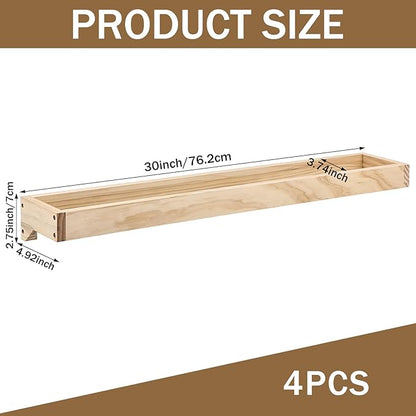 4 Pcs Wood Wall Mounted Shoe Rack 30 Inch Wall Mounted Shoe Rack for Narrow Spaces Footwear Holder Space Saving for Closet Mudroom Entryway