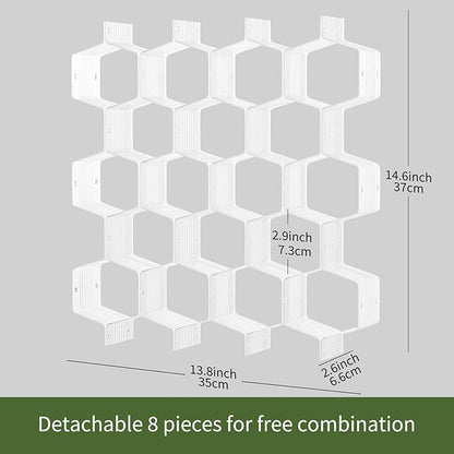 Honeycomb Separator Adjustable Drawer Organizer Divider for Underwear Belt-Scarf Socks Organizer (White(1pc))