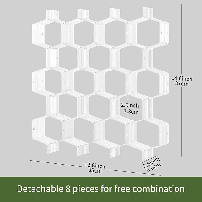 Honeycomb Separator Adjustable Drawer Organizer Divider for Underwear Belt-Scarf Socks Organizer (White(4pcs))