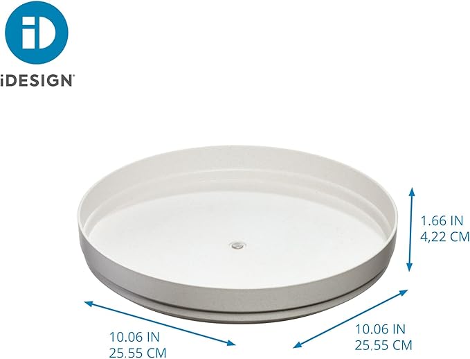 iDesign Recycled Plastic Lazy Susan Turntable Organizer, The Rosanna Pansino Collection – 10.03” L x 10.03” W x 1.73” H, Coconut (Pack of 2)