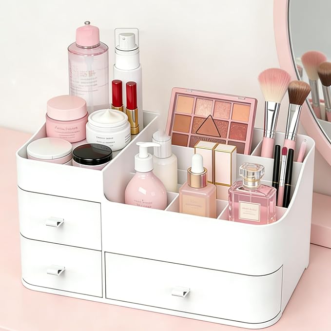 Makeup Organizer Tween Girls Gifts,Large Capacity Bathroom Organizer and Storage with Drawers Trendy Stuff ,Vanity,Bathroom Countertop,Bedroom Storage for Skincare,Cosmetics,Perfume,Brushes,Eyeshadow