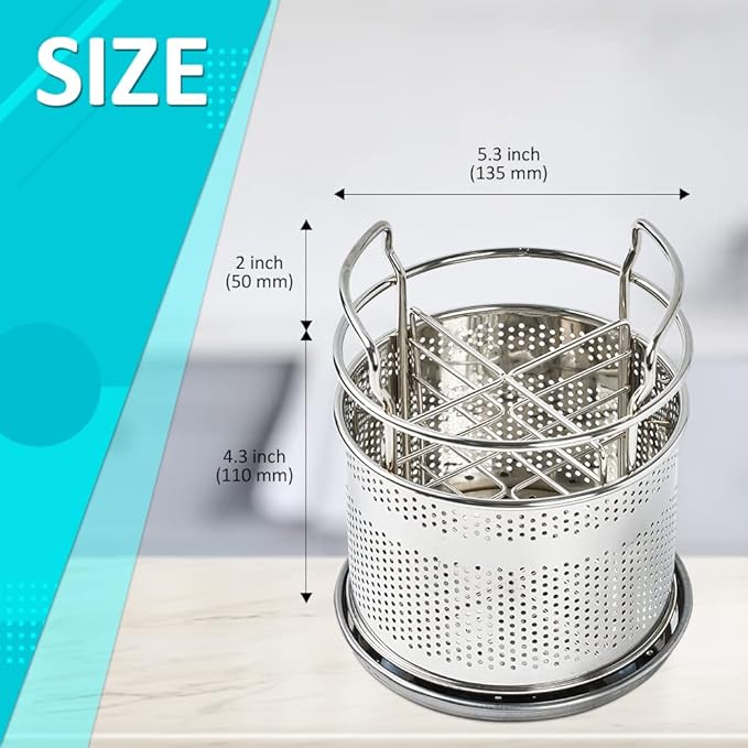 HOME&I Stainless Steel Silverware Drying Basket for Dish Rack, 4-Compartment Utensil Holder with Drain Board, Countertop Cutlery Caddy for Kitchen Sink & Dishwasher