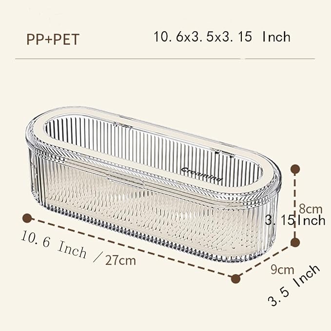 Silverware Organizer with Lid and Drainer, Covered Utensil Tray for Kitchen Drawer and Countertop, Clear Plastic Cutlery and Flatware Storage Box for Spoons Forks Knives Holder Case