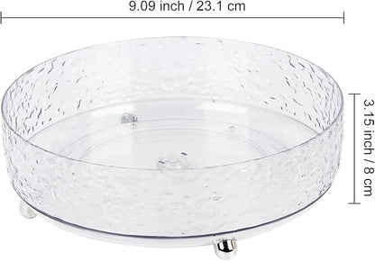 360° Rotating Makeup Organizer, 9" Clear Perfume Organizer Turntable Lazy Susan for Vanity, Pantry, Bathroom Counter, Cabinet, Spinning Cosmetic Storage Holder for Skincare, Perfume, Lotions
