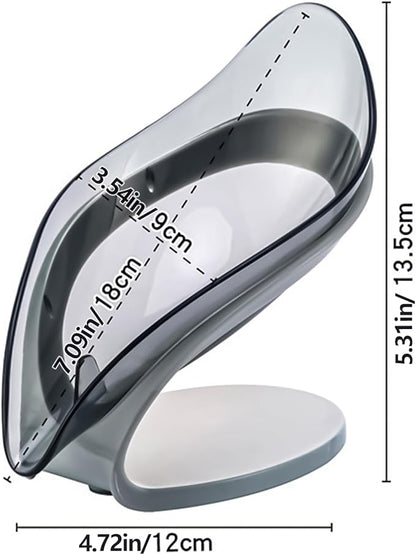 Leaf-Shaped Soap Dish – Premium Soap Bar Holder with Self-Drainage System – Bar Soap Holder for Shower, Bathroom Sink, Kitchen – Waterfall Soap Dish with Stand