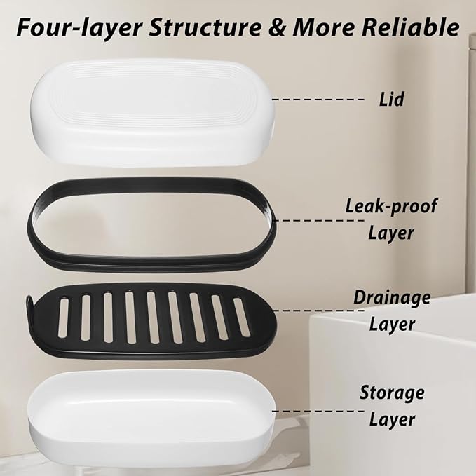 Bar Soap Travel Case, Shampoo Bar Holder Soap Case Holder for 5 oz/10 oz Bars Portable Shampoo Bars Soaps Cases with Draining Pad for Shower Bathroom Gym Traveling
