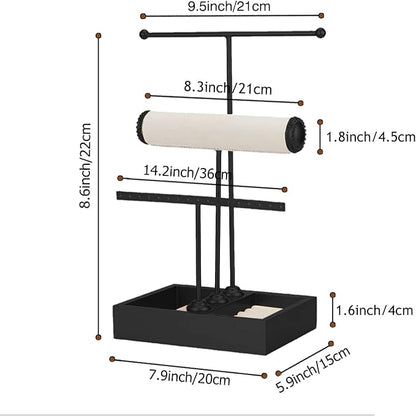 Jewelry Organizer Stand 3 Tier Hanging Jewelry Organizer for Earring Necklace Bracelet Holder Jewelry Ring Perfume Organizer Box Holder Storage (3-Tier Black)