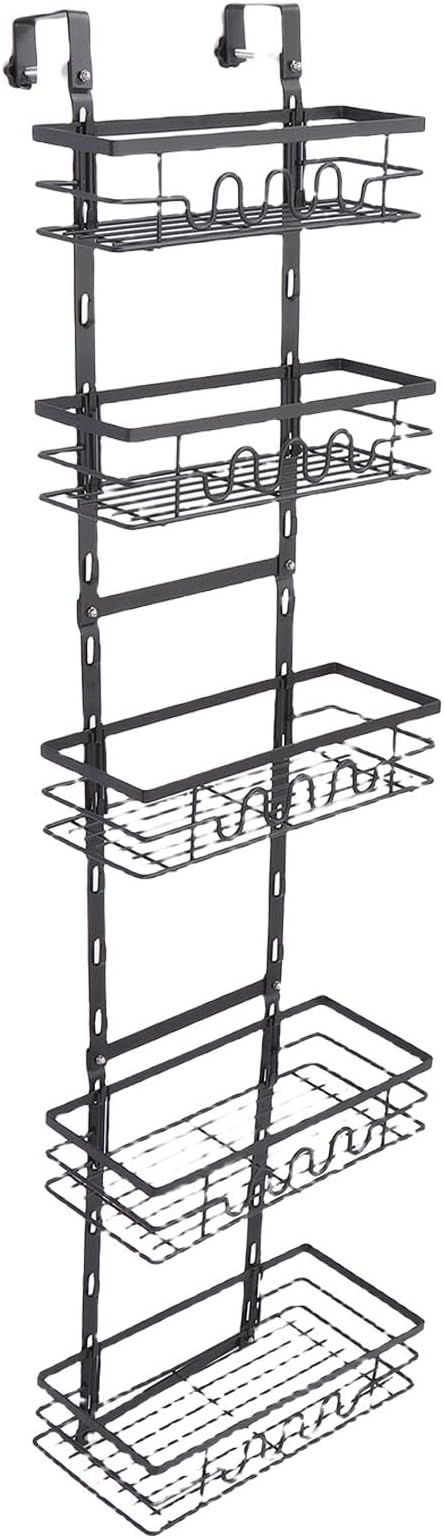 SUNGOOYUE Hanging Metal Over Door Organizer, Sturdy Kitchen Storage Solution, Adjustable Door Shelf for Easy Access