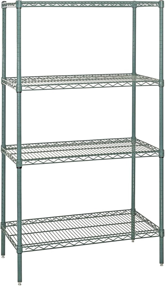 QUANTUM STORAGE SYSTEMS WR54-3672P-5 Starter Kit Wire Shelves Green Epoxy 5 Shelves 54" H x 72" W x 36" D