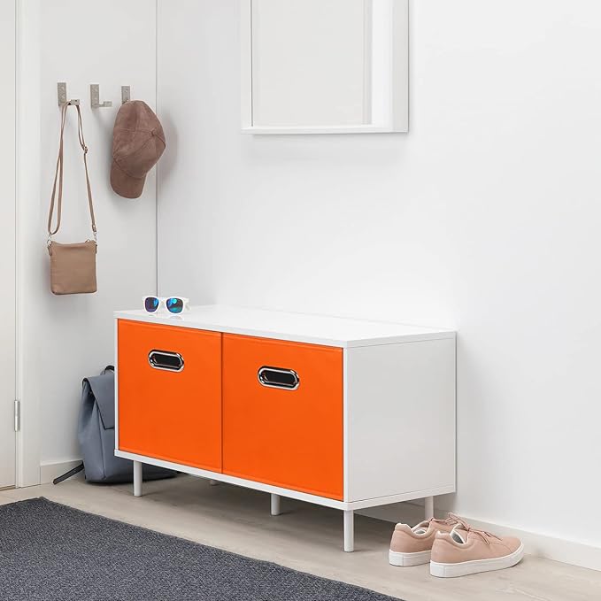 Black Fabric Cubby Storage Bins,13x13x13 Inches ,Cube Organizer Bin Foldable Storage Boxes with Dual Handles Fabric Organizer Box and collapsible Storage basket,Set of 6,Orange