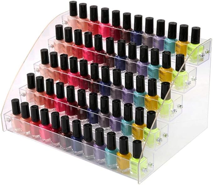 5 Tiers Clear Acrylic Organizer Holder Display Stands Nail Polish Organizer Makeup Table Retail Store Display Case Cosmetics Shop Store Candy Storage Eyeglass Stand Goods Shelf Case