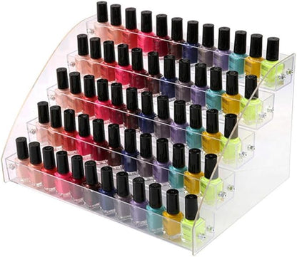 5 Tiers Clear Acrylic Organizer Holder Display Stands Nail Polish Organizer Makeup Table Retail Store Display Case Cosmetics Shop Store Candy Storage Eyeglass Stand Goods Shelf Case