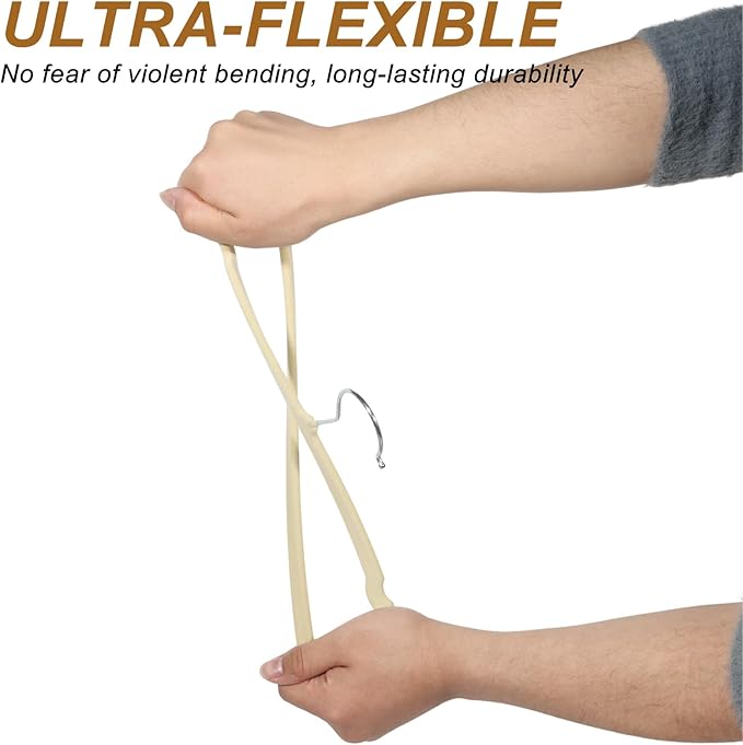 Velvet Pants Hangers Non Slip, 30 Pack Velvet Hangers for Closet with 30 Hooks, Slimline Pants Hanger, Strong Durable Space Saving Flocked Hangaers for Pants/Shirts/Bra/Shorts (Cream-M-Shape)