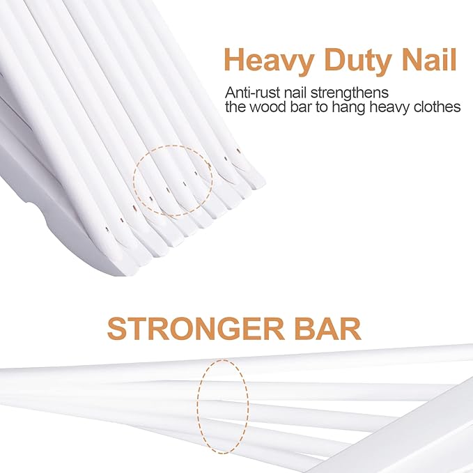 Wooden Hangers 30 Pack, Wood Hangers with Extra Smooth Finish, Precisely Cut Notches & Chrome Swivel Hook, Wooden Clothes Hangers for Shirt Coat Jacket Dress, White
