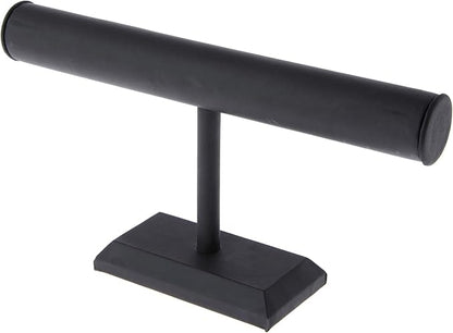 Plymor Black Faux Leather T-Bar Bracelet Display Stand, 12" W x 6.75" H