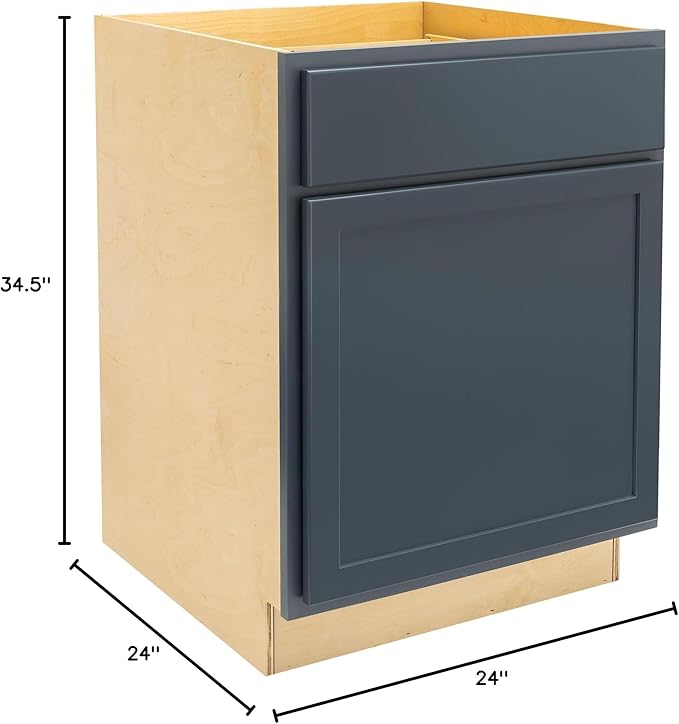 Quicklock RTA (Ready-to-Assemble) | Base Kitchen Cabinets - Shaker Style | Made in America (Needlepoint Navy, 24" Wx34.5 Hx24 D Base)