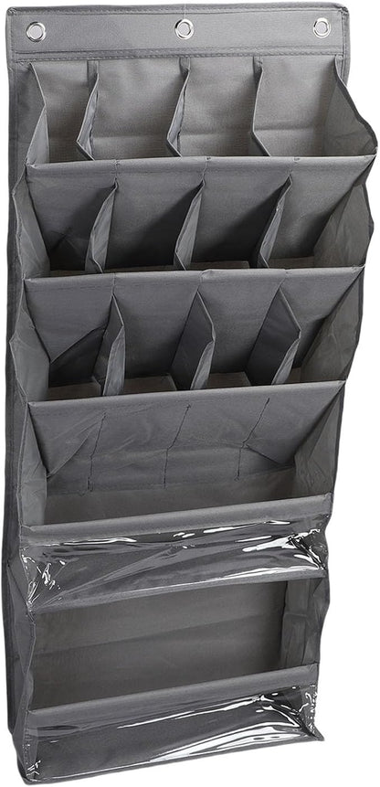 POCREATION Over the Door Hanging Shoe Organizer, Breathable Hanging Storage Holder with Pockets 42x15x101cm / 16.5x5.9x39.8in (Grey)
