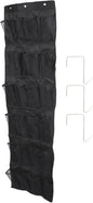 24-pocket over The Door Shoe Organizer Hanging Bag Black Non-woven Storage Hanging Bag for Home Shoe Storage 48x168cm Mesh Pocket for Closet and Entryway