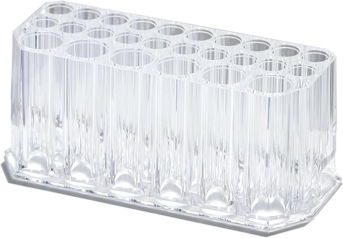 Clear Acrylic Makeup Brush Holder Organizer, 26-Slot Cosmetic Brush & Pen Storage Caddy for Vanity Desk, Bathroom Counter
