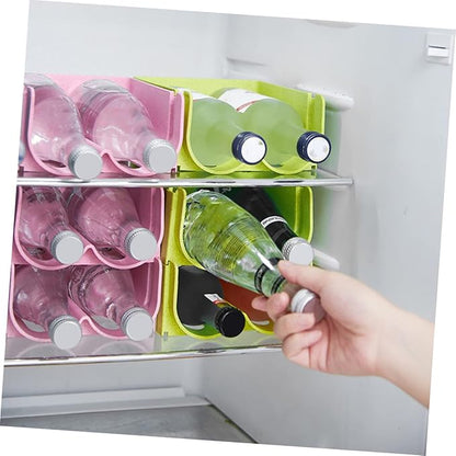 3pcs Pink Refrigerator Drink Organizer Stackable Beer Bottle Rack for Pantry Soda Can Dispenser Fridge Rack