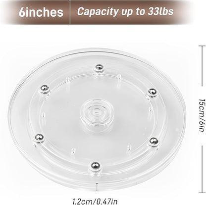 6" Lazy Susan Turntable Acrylic Ball Bearing Rotating Tray for Spice Rack Table Cake Kitchen Pantry Decorating TV Laptop Computer Monitor