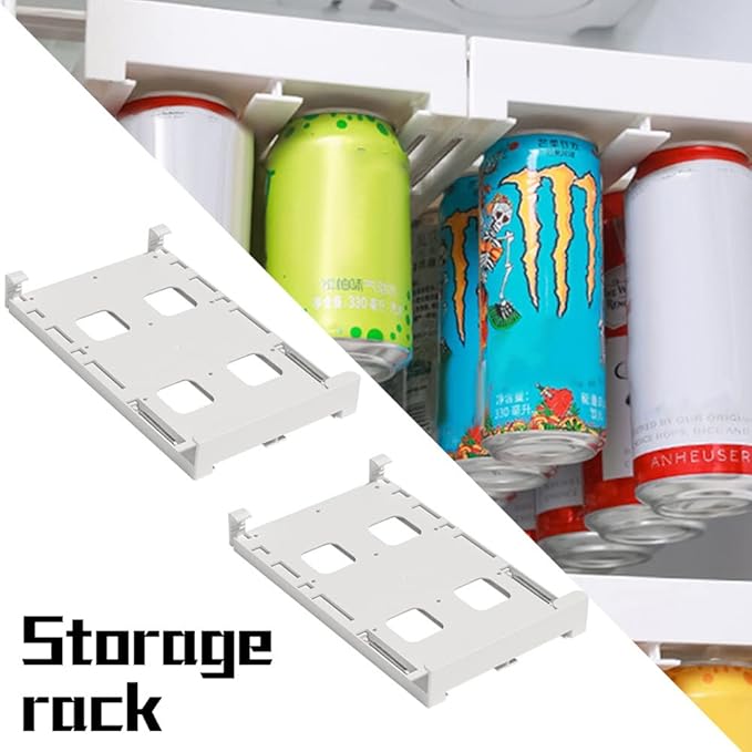 VALINK Refrigerator Hanging Beer Storage Rack adjustable with Compartment Design Food Storage for Beer Drinks Fridge Storage Rack for Hanging Can
