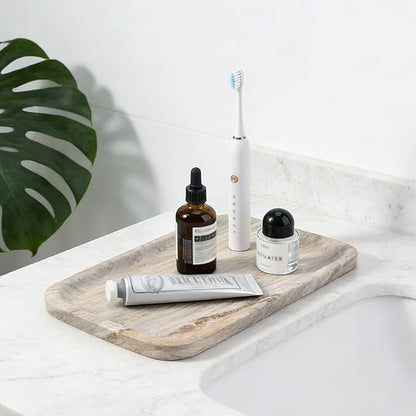 Koville Marble Tray, 12"x8" Marble Vanity Tray for Countertop Bathroom Kitchen Dresser, Decorative Catchall Trays for Perfume Jewelry, Rectangular Stone Serving Tray(Palissandro Blue