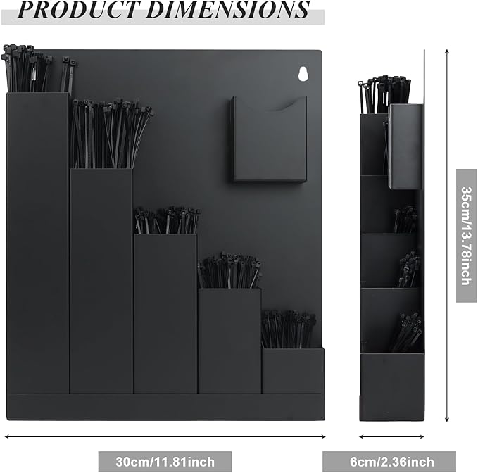 Cable Tie Holder, Cable Tie Organizer Fits Various Lengths of Zip Ties, Zip Tie Holder for Workshop, Shed, Garage, Home