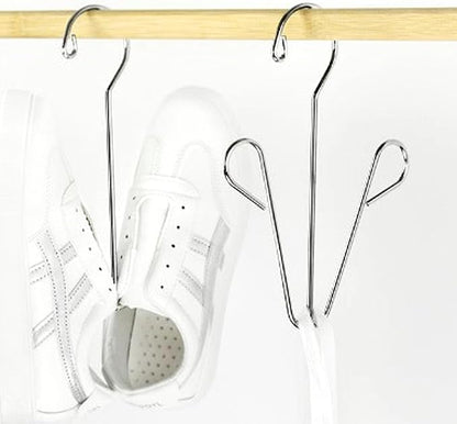 HERCHR 5 Pack Shoes Hangers Hanging Drying Rack, Hanging Shoe Organizers Shoe Hooks for Closet Organizer Storage(Silver)