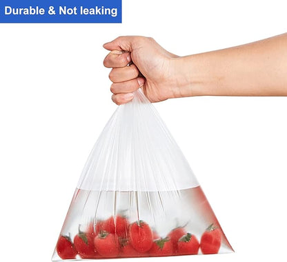 LabelMore 14'' x 20'' Plastic Produce Bags on a Roll, Clear, Food Storage Bags for Bread, Vegetable, Fruits and Meat, 350 Bags/Roll, 1 Roll