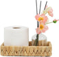 Bathroom Tray Countertop, 10 Inch Water Hyacinth Bathroom Basket, Toilet Tank Bathroom Vanity Tray, Rattan Wicker Tray for Bathroom Decor Coffee Table (Small)