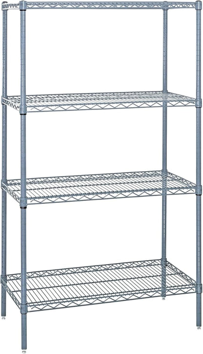 Quantum Storage Systems WR54-3660GY Wire Shelving 4 Shelf Wire Starter Units, 36" x 60" x 54", Gray Epoxy
