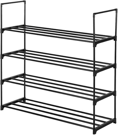 4 Tier Shoe Rack Shoe Shelf Organizer Free Standing Stackable Shoe Shelf Entryway Shoe Organizer Unit Storage Rack Natural Shoe Hold Stand Storage Modern Wood Home Furniture (Ship from USA)