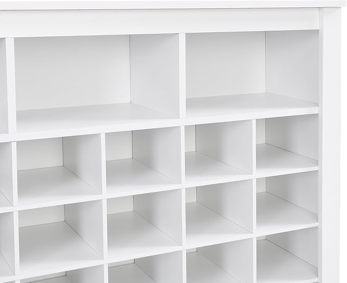 JIVOIT Modern Square Shoe Cabinet with Curved Base, Sleek Design 24 Shoe Cubby Console, Versatile Sideboard for Hallway, Bedroom, Living Room (White,Curved Base)
