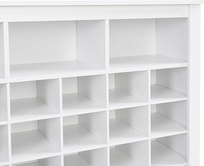 JIVOIT Modern Square Shoe Cabinet with Curved Base, Sleek Design 24 Shoe Cubby Console, Versatile Sideboard for Hallway, Bedroom, Living Room (White,Curved Base)