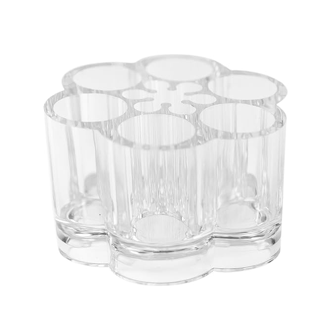 Super Z Outlet Clear Acrylic Flower Cosmetic and Makeup Nail Brush Lip Gloss Holder Compact Stand with 12 Slot Spaces Organizer